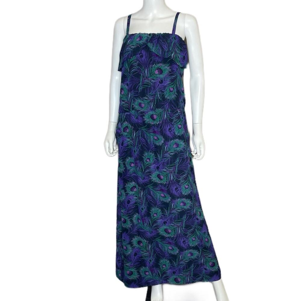 Kirra Women’s Peacock Feather Tank Maxi Dress Sz M